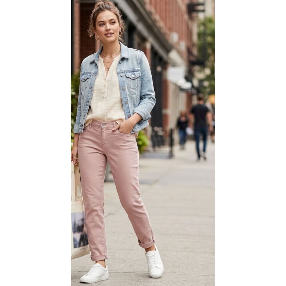 LOFT Button Fly Boyfriend Jeans Pink Women's Size 28 / 6